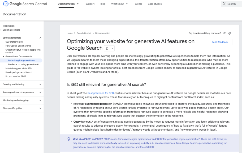 Wytyczne Google dla SEO w erze generatywnego wyszukiwania AI (maj 2026)